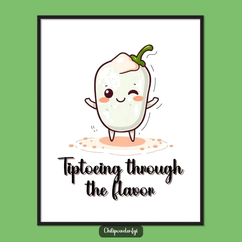 Playful Free Printable Wall Art: Kawaii Chili Powder Tiptoe Digital Download
