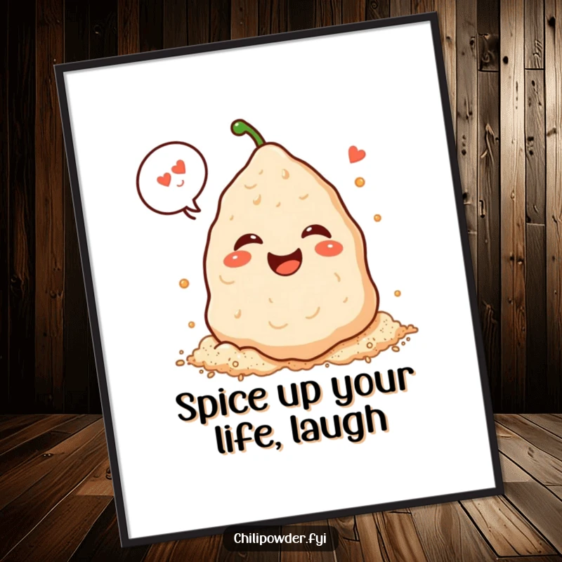 Funny Free Printable Wall Art: A kawaii chili powder pile erupting in hearty laughter within a speech bubble. Pure, unadulterated, and printable humor.