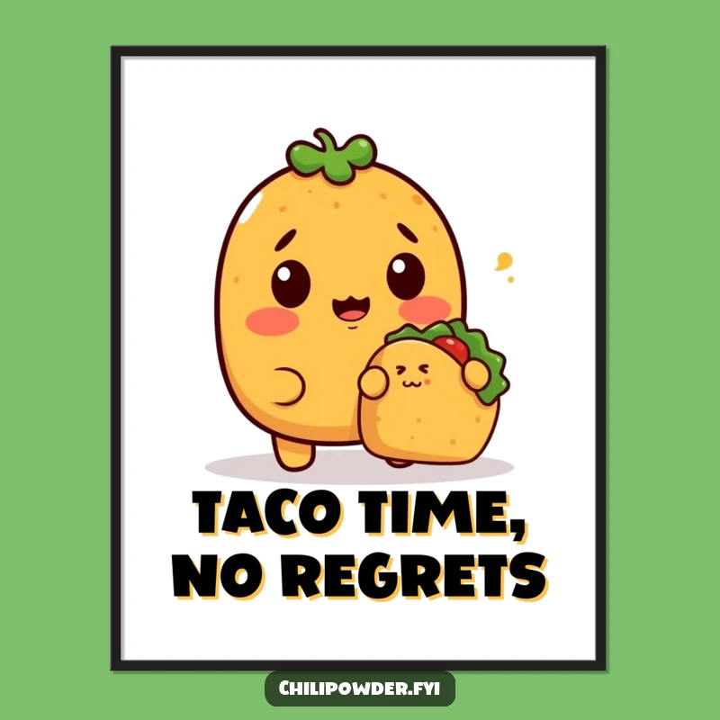 Free Printable Wall Art: Surprised Chili Taco Funny Downloadable Decor