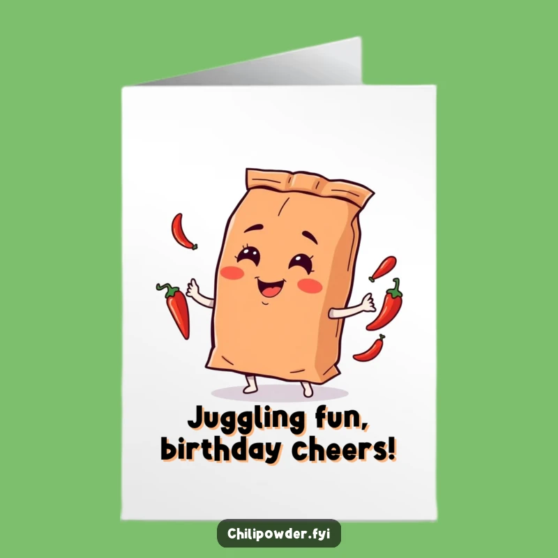 Free Printable Birthday Card: Chili Juggler, Funny Gift, Playful Downloadable Card for Spice Lovers