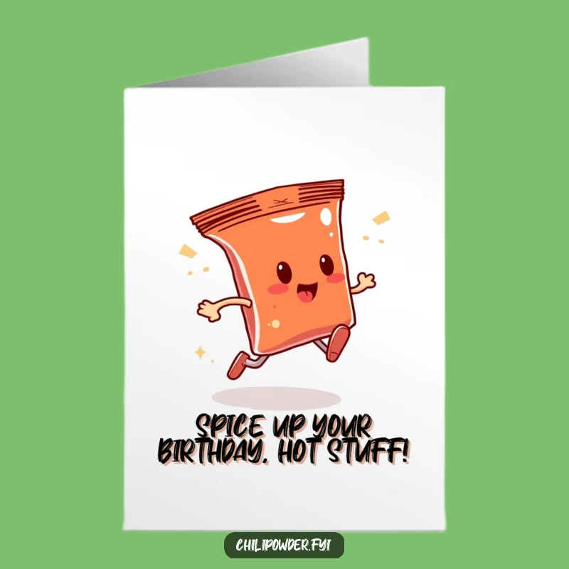 Free Printable Birthday Card: Funny Speedy Chili Bag Sparkle Dash Downloadable Gift