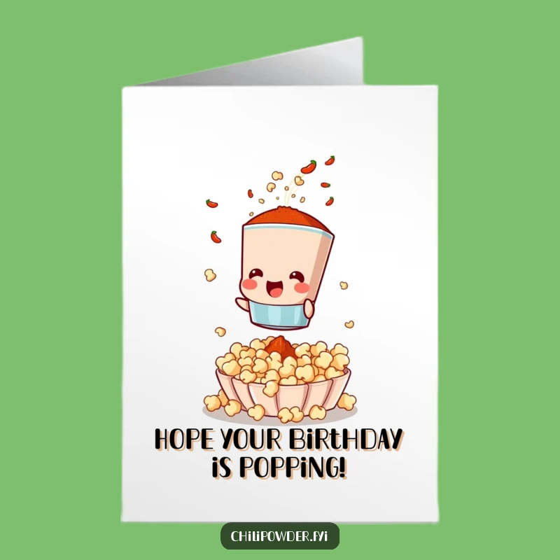 Free Printable Birthday Card: Popcorn Sifter - Funny Chili Spice Shaker Downloadable Gift