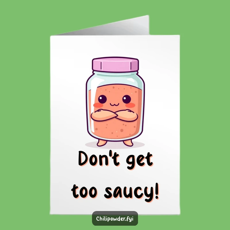 Free Printable Birthday Card: Stern Kawaii Chili Jar, Funny Downloadable Gift!
