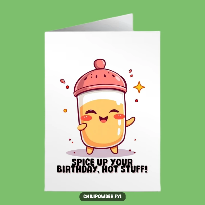 Free Printable Birthday Card: Winking Chili Powder Shaker Spicy Humor Downloadable Gift