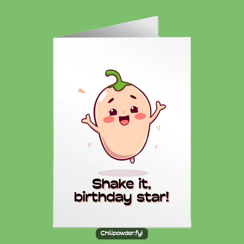 Funny Free Printable Birthday Card: Kawaii Chili Shimmy - Instant Download Gift