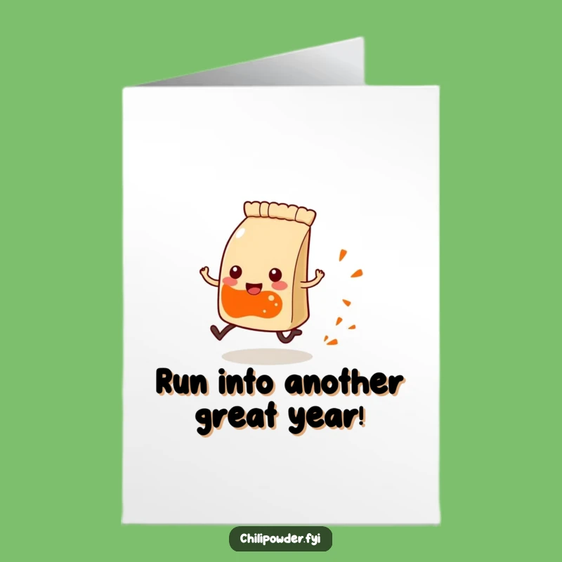 Free Printable Birthday Card: Running Chili Pouch Fun Funny Downloadable Gift