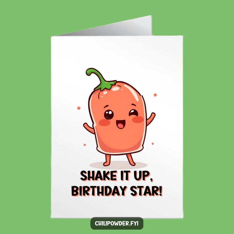 Free Printable Birthday Card: Dancing Chili Pouch Fun Funny Downloadable Gift