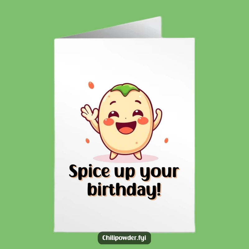 Funny Free Printable Birthday Card: Cheerful Kawaii Chili Powder Wave Downloadable