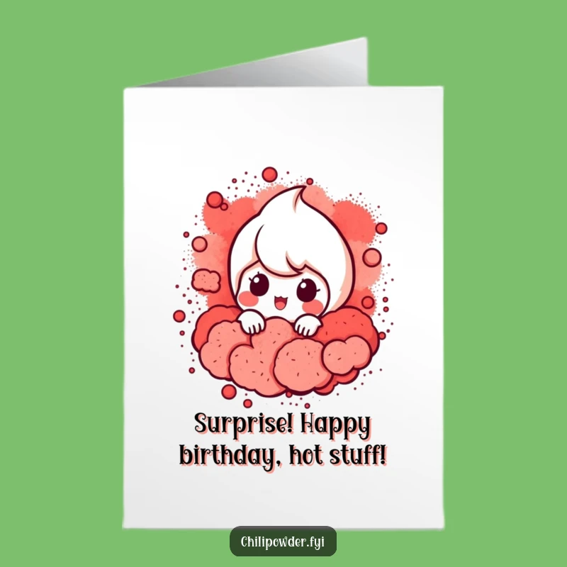Free Printable Birthday Card: Peeking Chili Funny Downloadable Surprise Gift