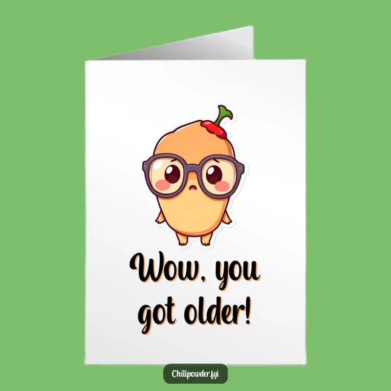 Free Printable Birthday Card: Surprised Kawaii Chili Funny Downloadable Gift