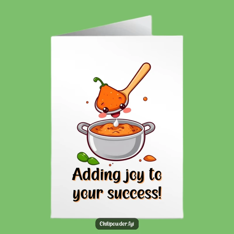 Free Printable Congrats Card: Joyful Chili Spoon, funny downloadable gift for celebrations