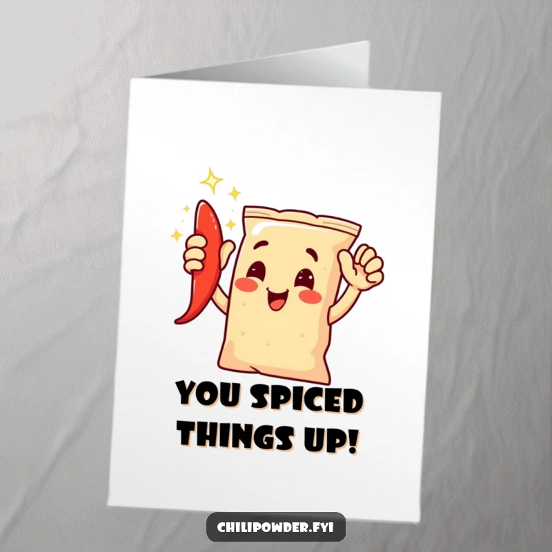 Funny Free Printable Congratulations Card: Chili bag character giving an excited high-five, perfect for celebrating wins.