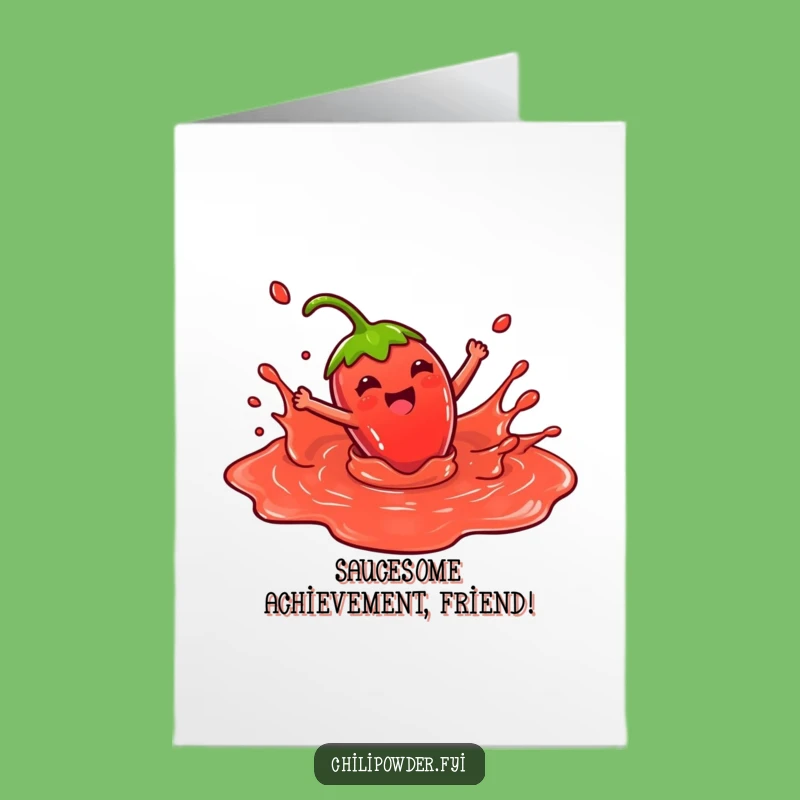 Free Printable Congrats Card: Chili Splashing in Sauce - Joyful