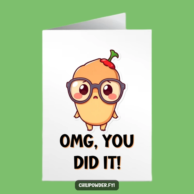 Free Printable Congrats Card: Surprised Kawaii Chili Funny Downloadable Gift