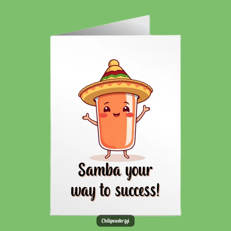 Free Printable Congrats Card: Chili Samba Dancer Celebrating Downloadable Gift