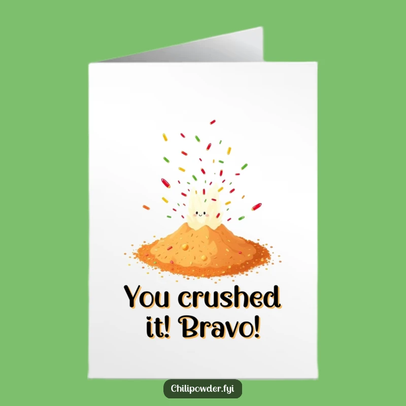 Free Printable Congrats Card: Chili Powder Eruption, funny downloadable gift for celebrations