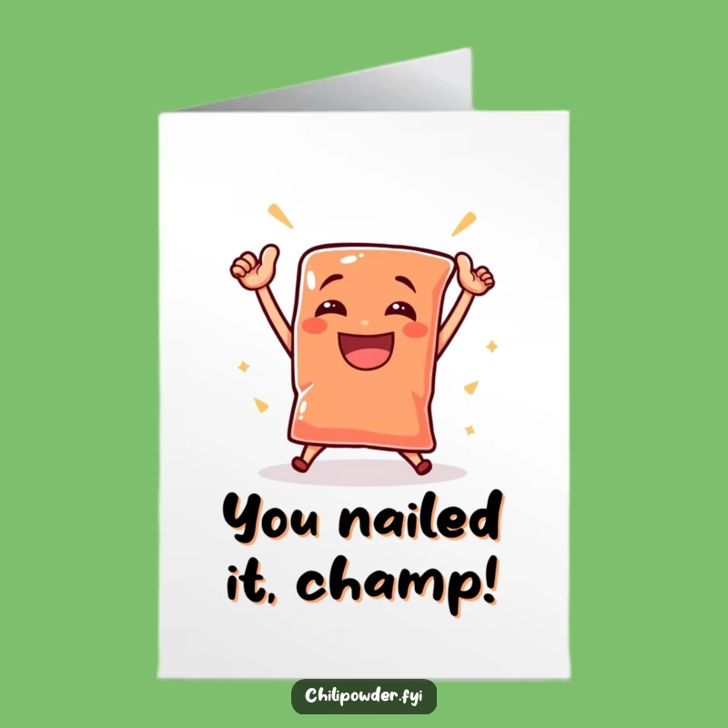 Free Printable Congrats Card: Victorious Chili Pouch Dancing Celebration Download