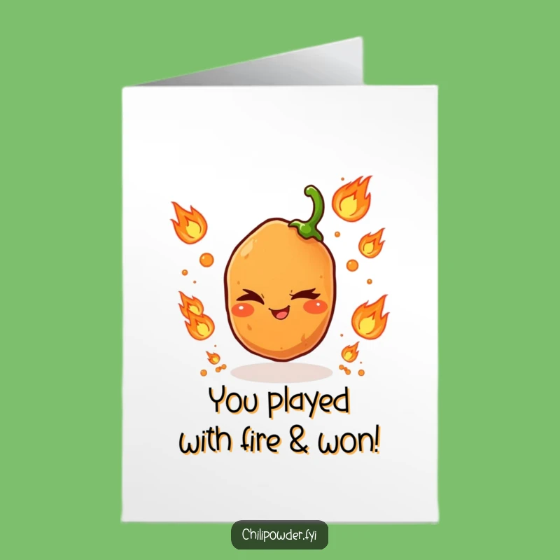 Free Printable Congrats Card: Fiery Chili Juggler Downloadable Success