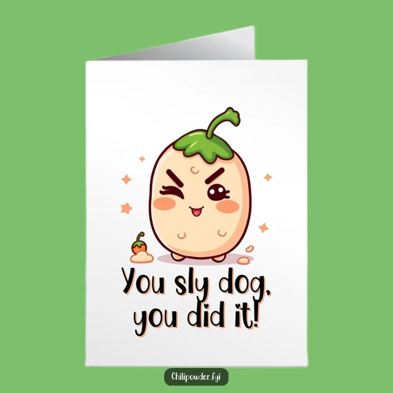Free Printable Congrats Card: Mischievous Kawaii Chili Winks at Your Success