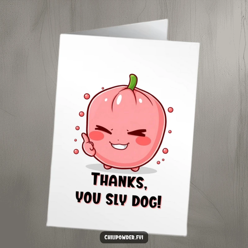Funny Free Printable Thank You Card: A chili powder pinch winking mischievously, conveying thanks with a playful and cheeky expression.