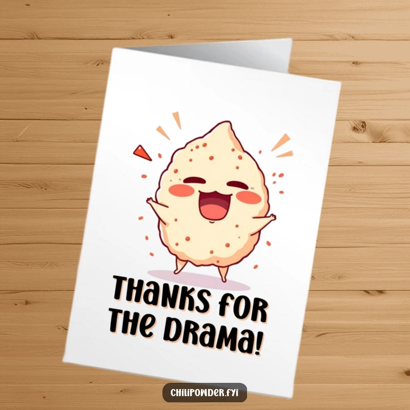 Funny Free Printable Thank You Card: Chili puff throwing a giggling tantrum, thanking you.