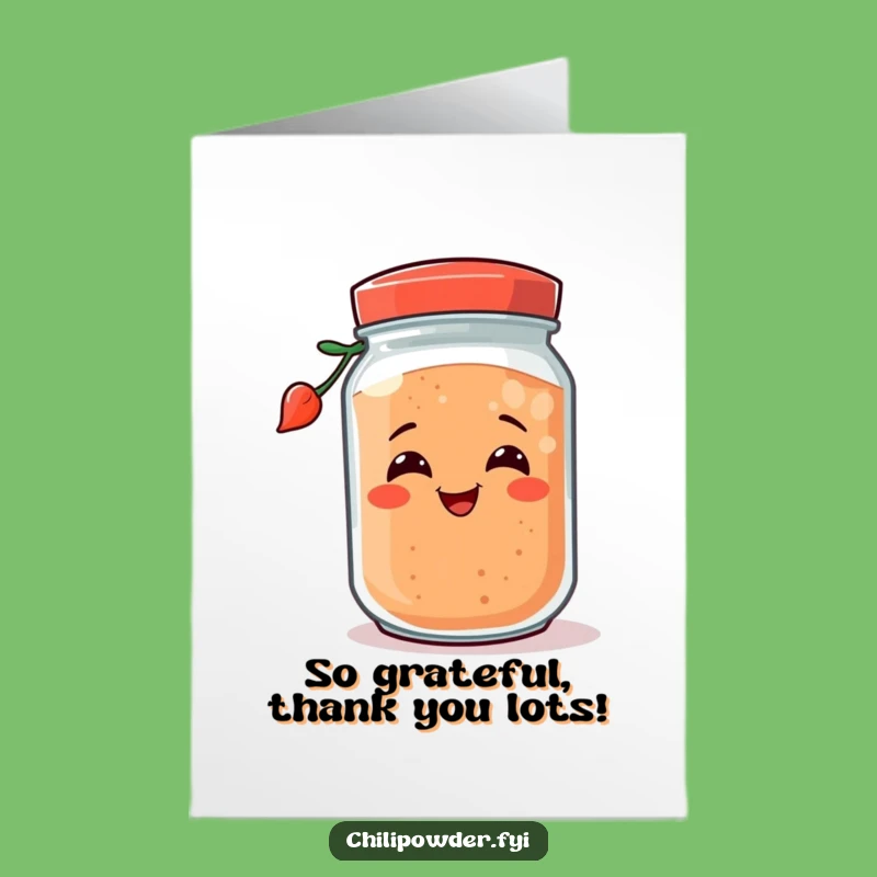 Free Printable Thank You Card: Happy Chili Jar, funny downloadable gift for gratitude