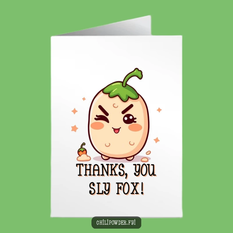 Free Printable Thank You Card: Kawaii Chili's Wink Says Thanks with a Smirk