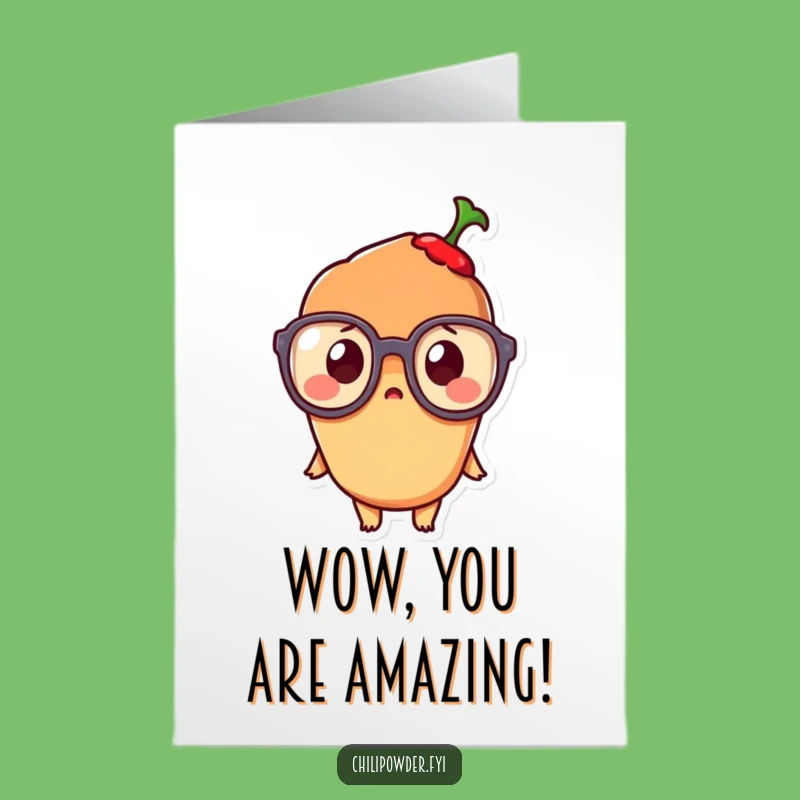 Free Printable Thank You Card: Surprised Kawaii Chili Funny Downloadable Gift