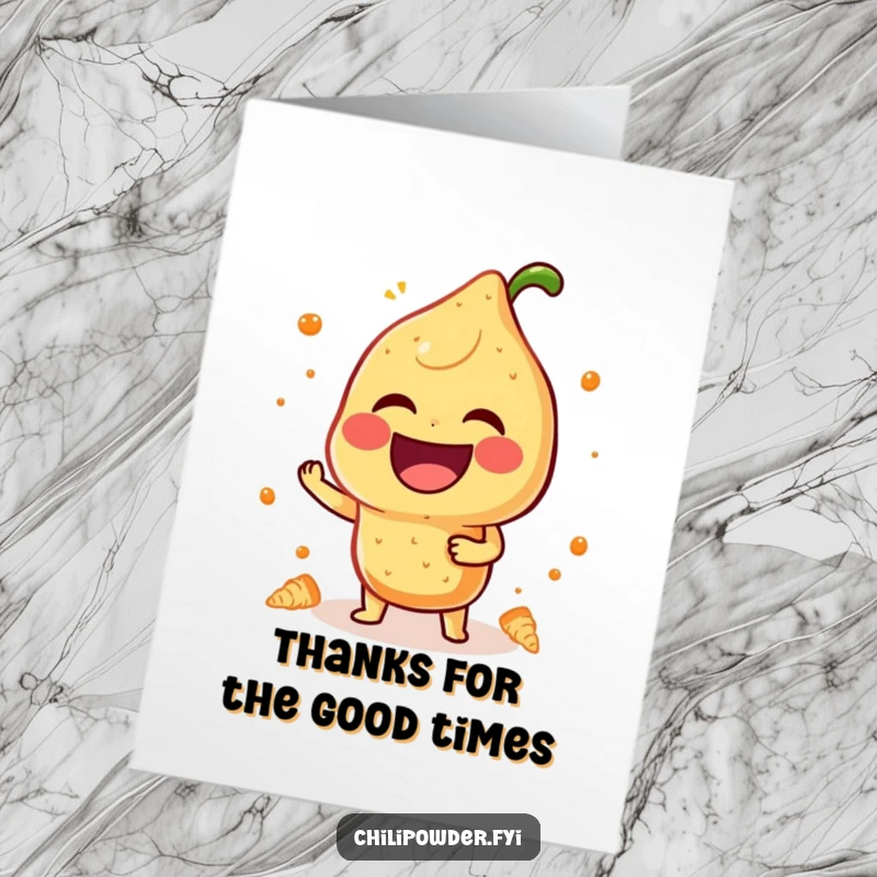 Funny Free Printable Thank You Card: A kawaii chili powder character in a hearty, booming laugh.