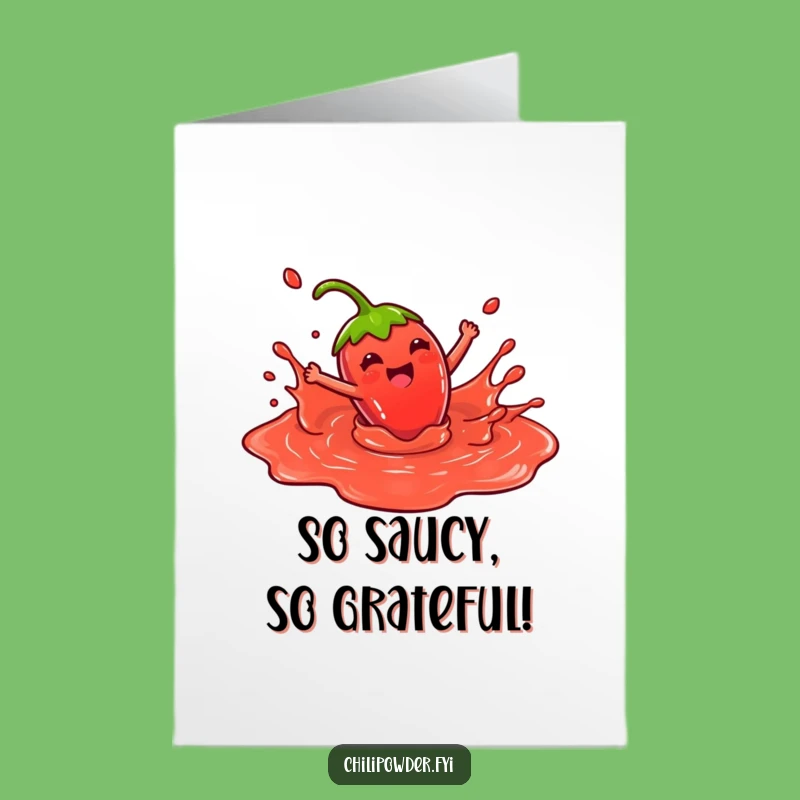 Free Printable Thank You Card: Chili Splashing in Sauce - Fun