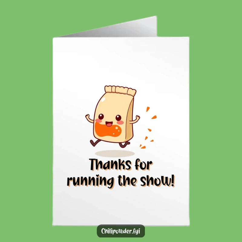 Free Printable Thank You Card: Running Chili Pouch Gratitude Funny Downloadable Gift