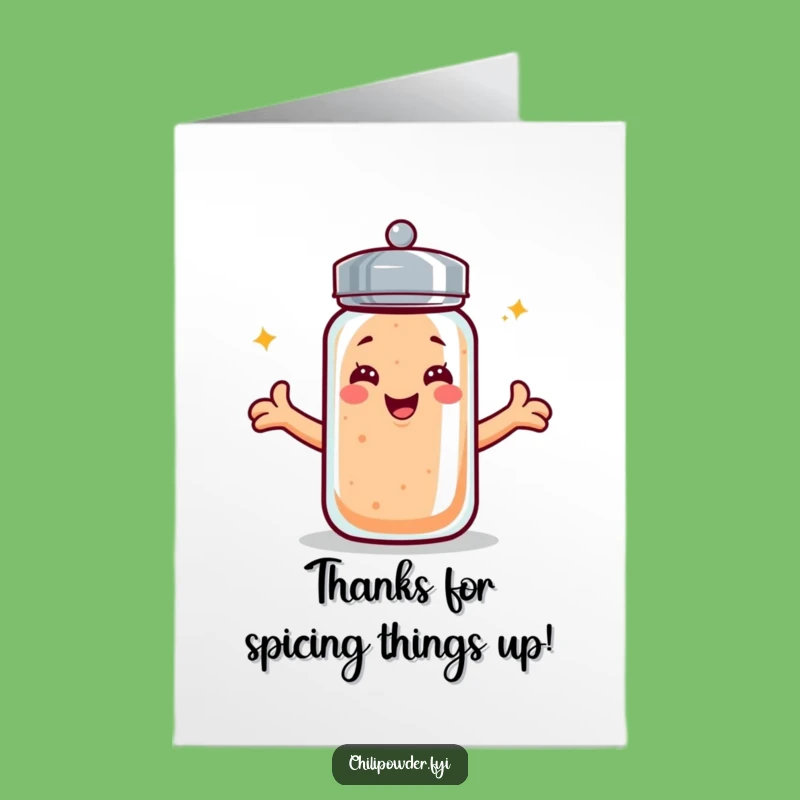Free Printable Thank You Card: Kawaii Chili Shaker Expresses Gratitude with a Smile