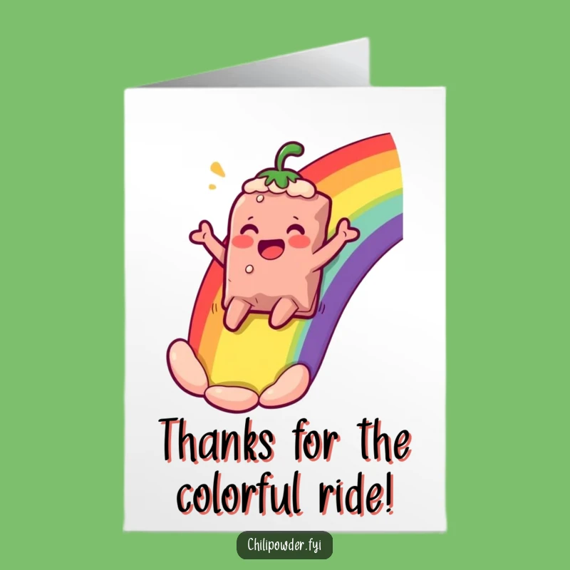 Free Printable Thank You Card: Rainbow Chili Slide, Funny Downloadable Gift for Gratitude