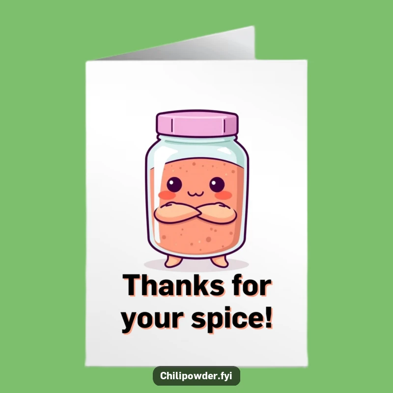 Free Printable Thank You Card: Stern Kawaii Chili Jar, Funny Gratitude!