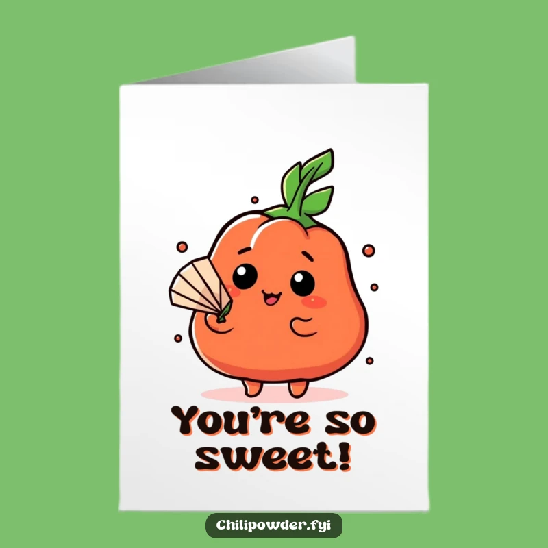 Free Printable Thank You Card: Hot Kawaii Chili Fan, Funny Gratitude!