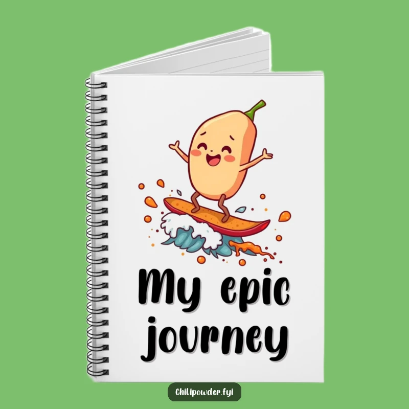 Funny Chili Flake Surfer Notebook: Ride Your Ideas with Spice