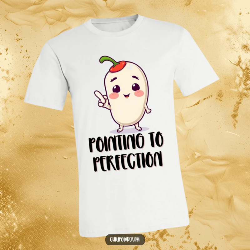 Funny Kawaii Chili Pose T-Shirt: A cute chili powder character in a stylish, playful pose, highlighting its sassy attitude.