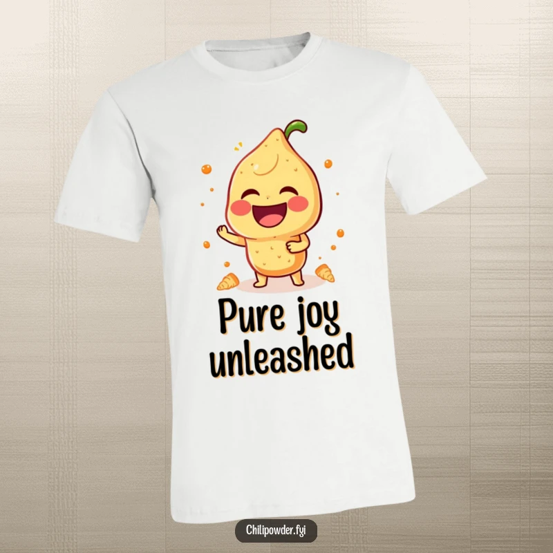Funny T-Shirt: A kawaii chili powder character is captured mid-laugh with a hearty, booming sound, radiating pure mirth.