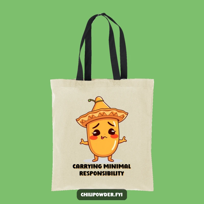 Funny Kawaii Chili Sombrero Tote Bag: Comical Shrug Design, Great Gift