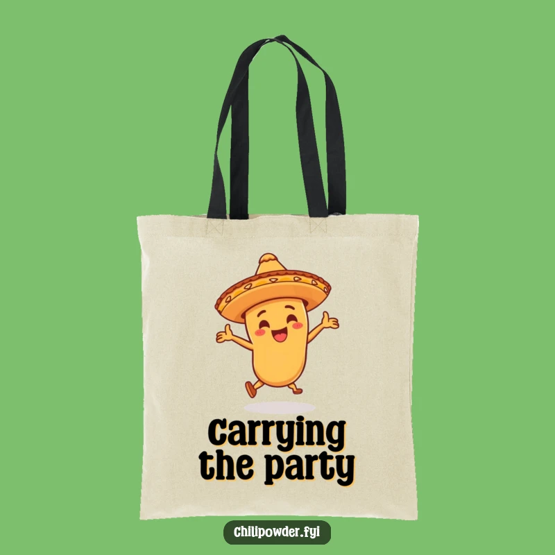 Funny Chili Powder Fiesta Tote Bag: Dancing Sombrero Spice Gift